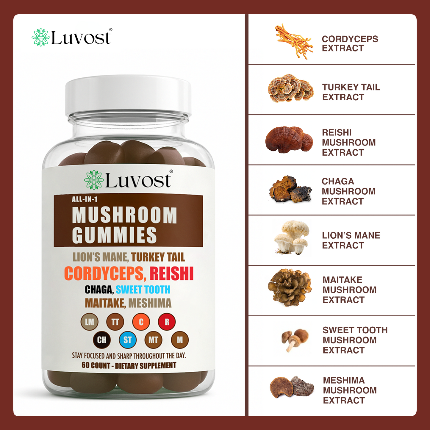 Luvost ShroomZoom All-In-One Mushroom Gummies